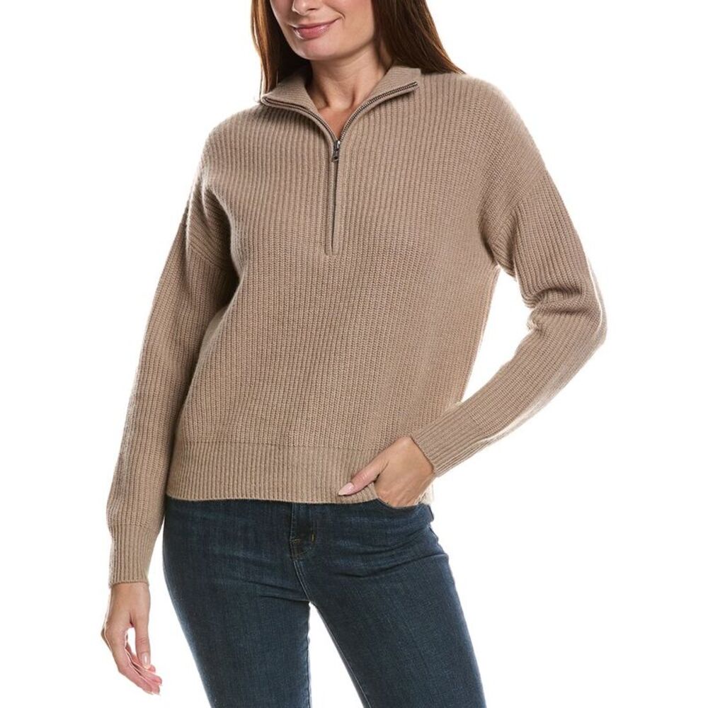 The Cashmere Project Womens  Shaker 100% Cashmere 1/4-Zip Sweater, Brown